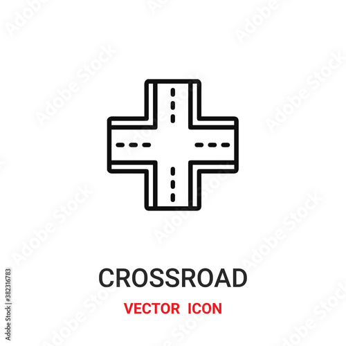 crossroad icon vector symbol. crossroad symbol icon vector for your design. Modern outline icon for your website and mobile app design.