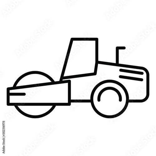 compactor icon. Isolated vector of construction equipment. Heavy equipment vehicles. Illustration of outline icon on white background. Perfect use for icons, web, patterns, designs, etc.
