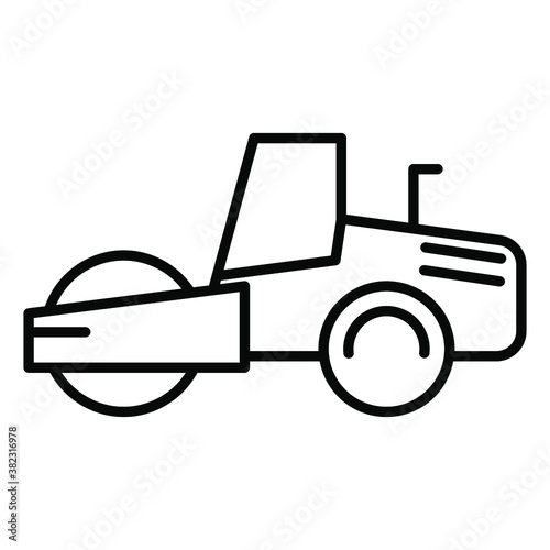 compactor icon. Isolated vector of construction equipment. 
Heavy equipment vehicles. Illustration of outline icon on white background. 
Perfect use for icons, web, patterns, designs, etc.