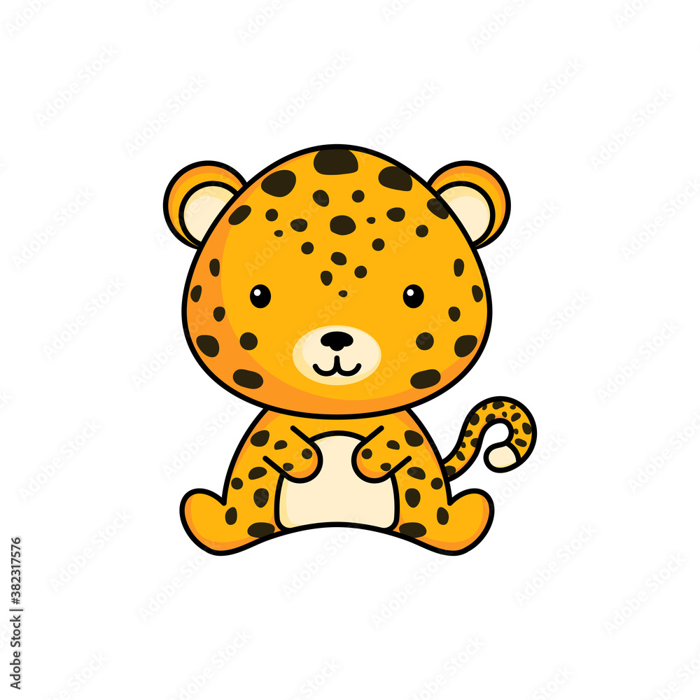 Cute business jaguar icon on white background. Mascot cartoon animal character design of album, scrapbook, greeting card, invitation, flyer, sticker, card. Flat vector stock illustration. Cute business jaguar icon on white background. Mascot cartoon animal character design of album, scrapbook, greeting card, invitation, flyer, sticker, card. Flat vector stock illustration.