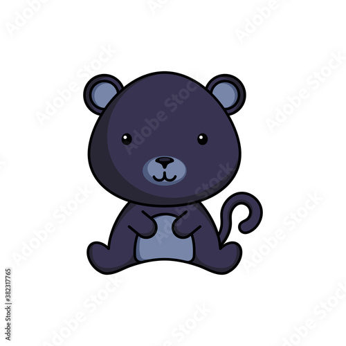 Cute business panther icon on white background. Mascot cartoon animal character design of album, scrapbook, greeting card, invitation, flyer, sticker, card. Flat vector stock illustration.