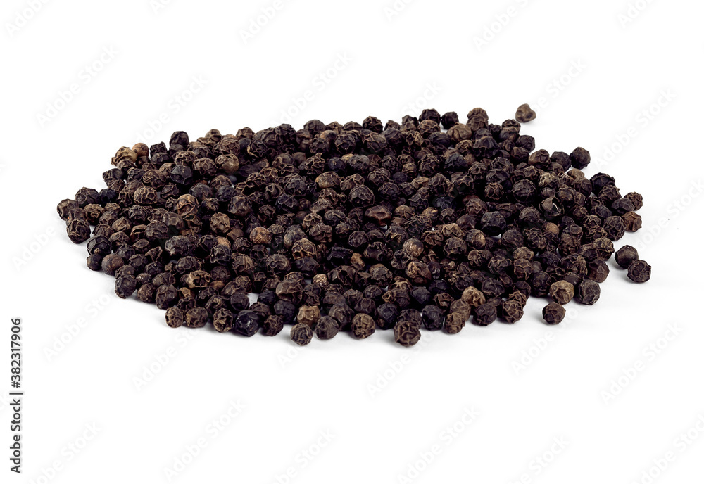 Black pepper was placed on a white background Black pepper was placed on a white background