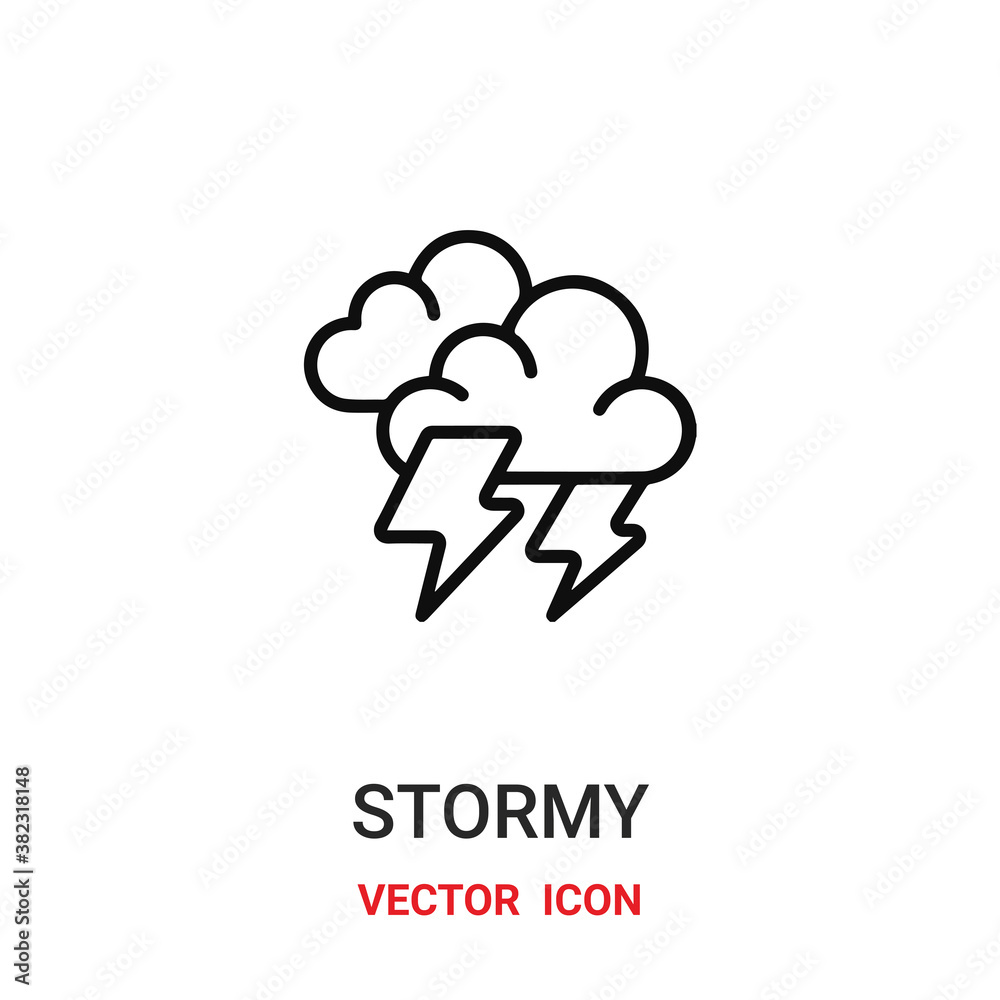 stormy icon vector symbol. storm symbol icon vector for your design. Modern outline icon for your website and mobile app design.