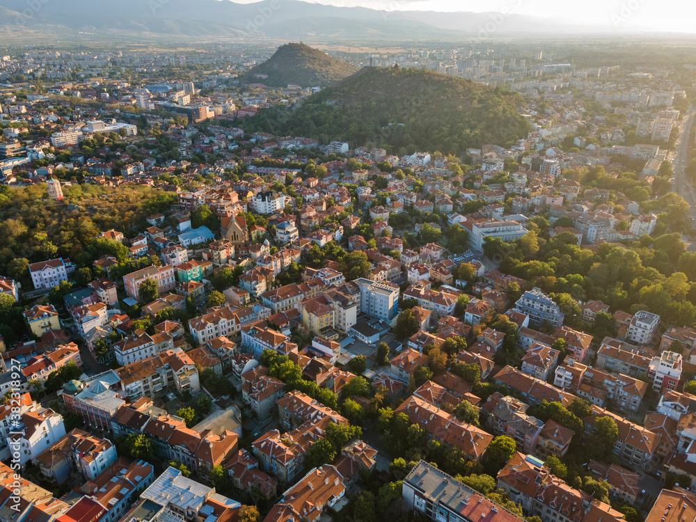 Obraz premium sunset view of City of Plovdiv, Bulgaria