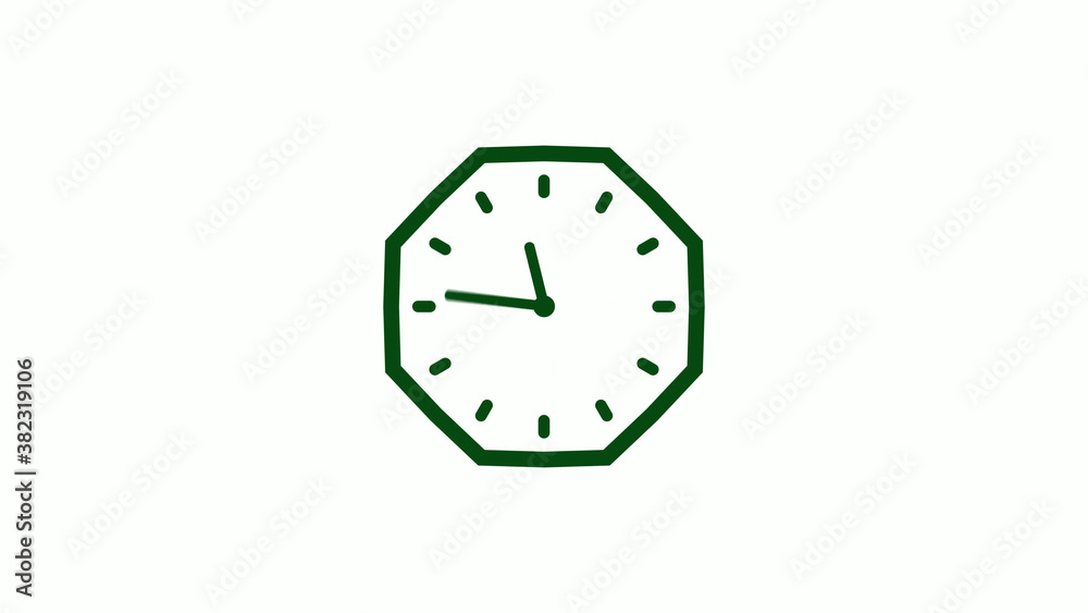 Counting down green dark clock icon on white background, Clock icon Counting down green dark clock icon on white background, Clock icon
