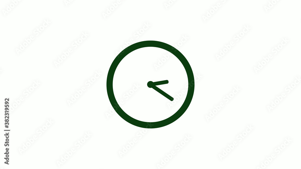 Green dark 12 hours circle clock icon on white background,clock icon,new clock icon
