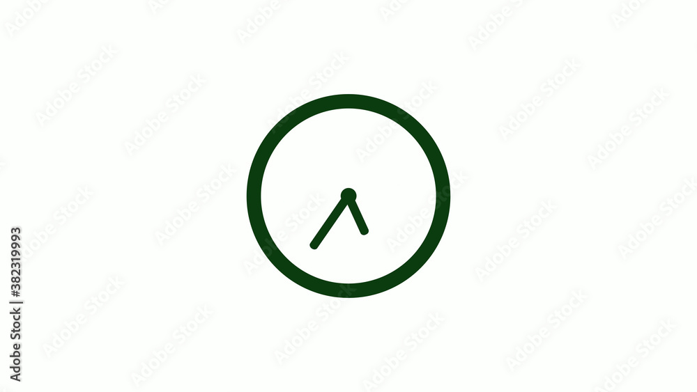 Green dark 12 hours circle clock icon on white background,clock icon,new clock icon