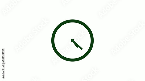 Green dark 12 hours circle clock icon on white background,clock icon,new clock icon