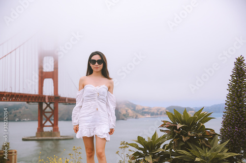 Girl at the golden gate bridge