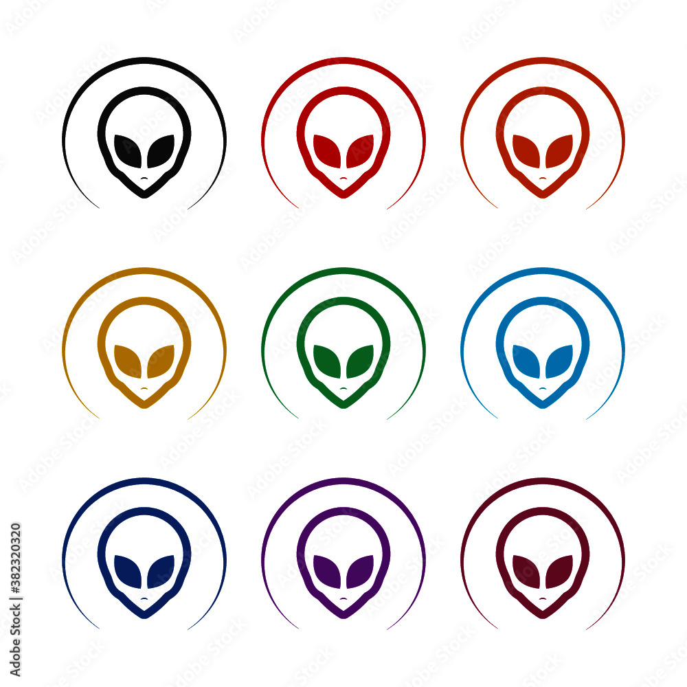 Simple Alien icon, color set Simple Alien icon, color set
