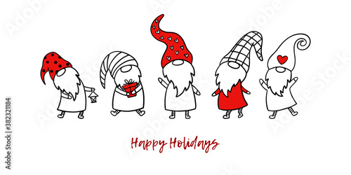 Set of 5 Christmas gnomes