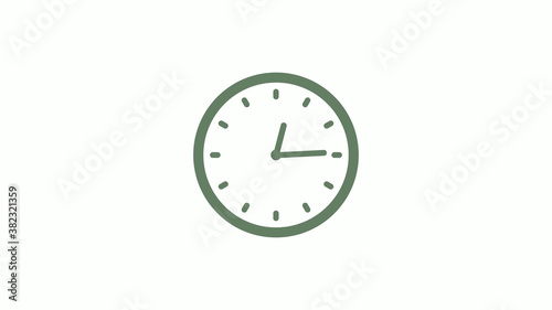 Green gray circle counting down clock icon on white background,clock icon