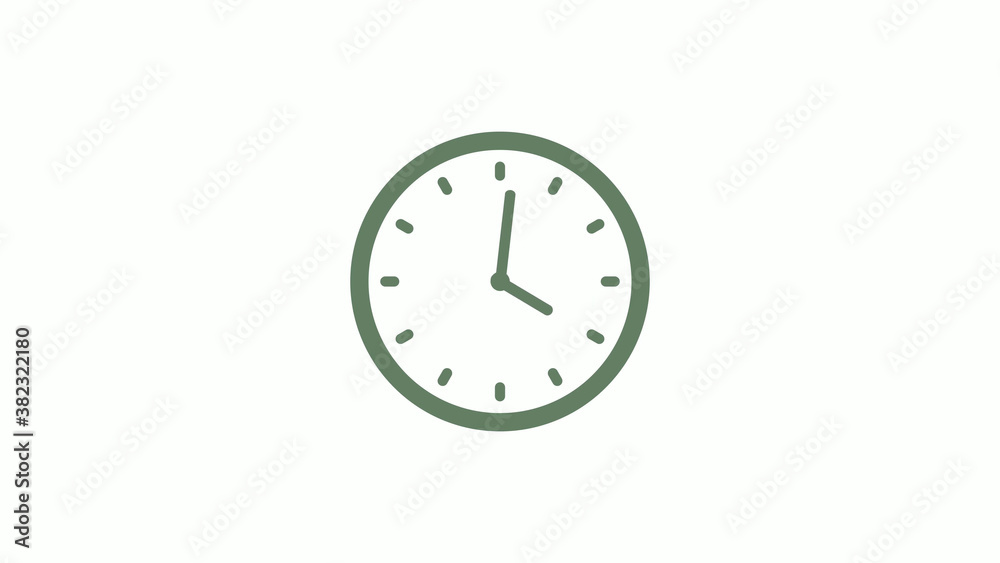 Green gray circle 12 hours clock icon on white background,clock icon,clock icon with trick Green gray circle 12 hours clock icon on white background,clock icon,clock icon with trick