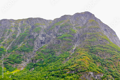 Waterfalls in Aurlandsfjord Aurland Sognefjord in Norway. photo