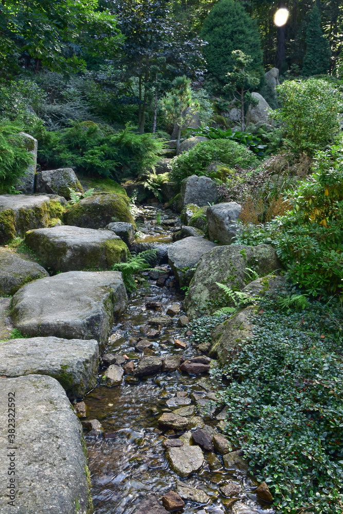 Beautiful Japanese garden visited on a sunny summer day, water, rocks, waterfalls, plants, trees and landscaping. Beautiful Japanese garden visited on a sunny summer day, water, rocks, waterfalls, plants, trees and landscaping.