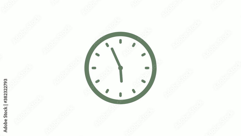 Green gray circle 12 hours clock icon on white background,clock icon,clock icon with trick Green gray circle 12 hours clock icon on white background,clock icon,clock icon with trick