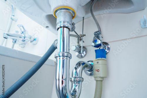 Bild auf Leinwand plumbing drain pipe In bathroom