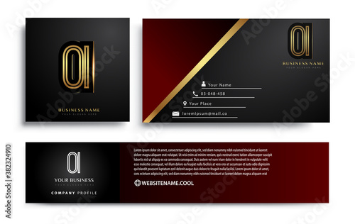 initial letter OI logotype company name colored gold elegant design. Vector sets for business identity on black background.