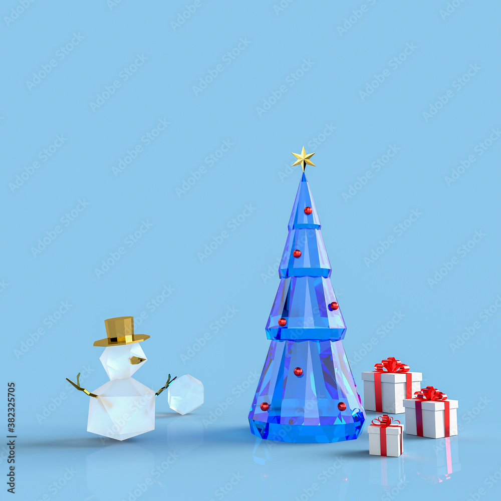3D rendering illustration with crystal Christmas tree 3D rendering illustration with crystal Christmas tree