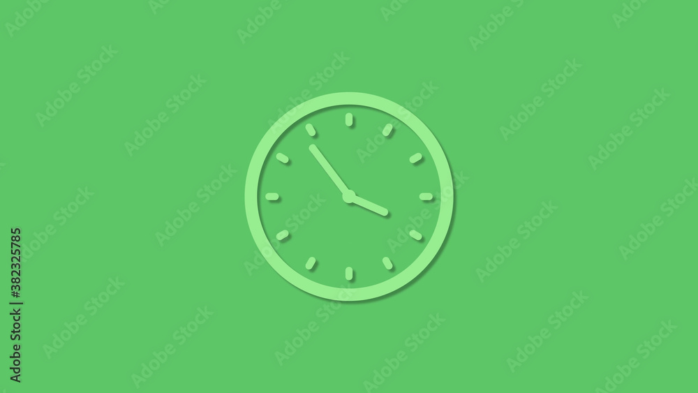Amazing 12 hours green color clock icon on green background,3d clock icon Amazing 12 hours green color clock icon on green background,3d clock icon