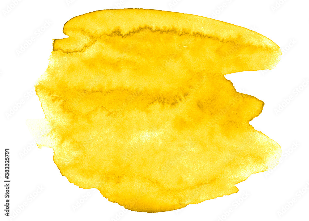 Bright yellow watercolor stains. Painted with a brush by hand. Bright yellow watercolor stains. Painted with a brush by hand.