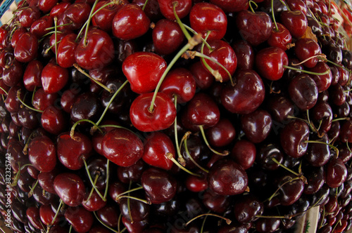 Basket of cherries at the market