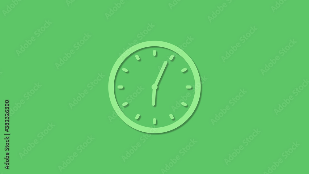 Amazing 12 hours green color clock icon on green background,3d clock icon Amazing 12 hours green color clock icon on green background,3d clock icon