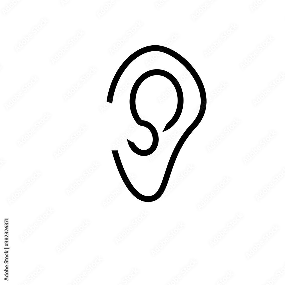 ear. Icon, sign. black and white vector illustration ear. Icon, sign. black and white vector illustration