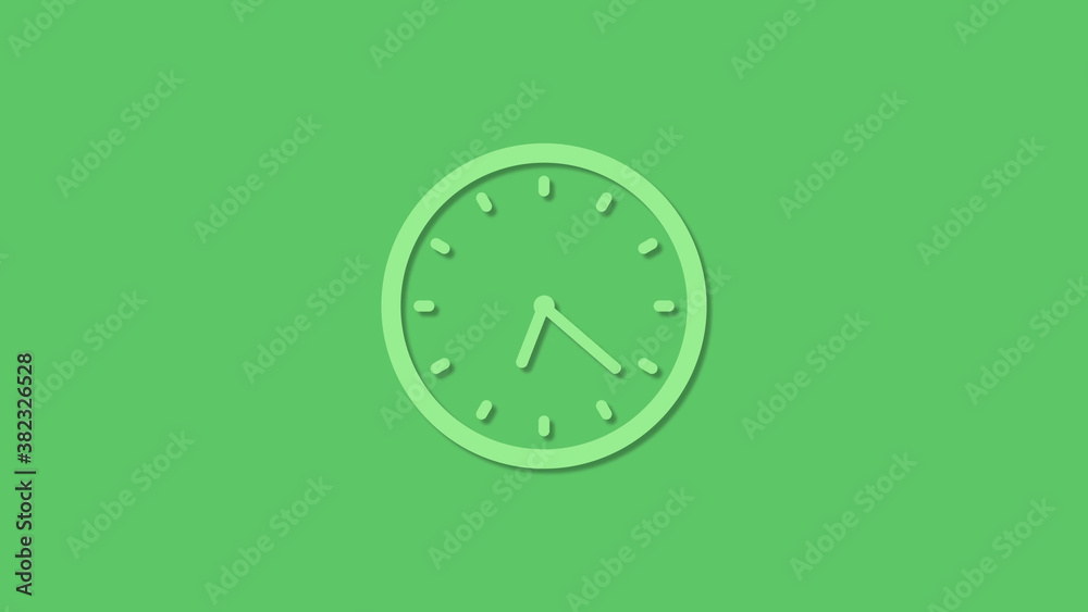 Amazing 12 hours green color clock icon on green background,3d clock icon Amazing 12 hours green color clock icon on green background,3d clock icon
