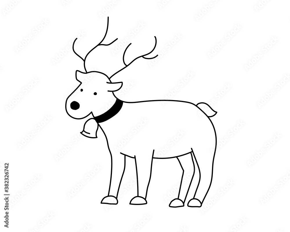 手描きのトナカイのイラスト／かわいい／シンプル／クリスマス／鹿