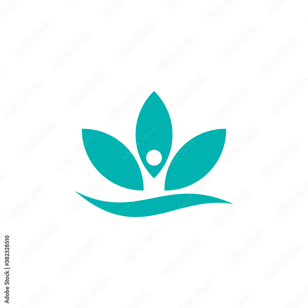 logo of a human figure, three leaves, and a wave logo of a human figure, three leaves, and a wave