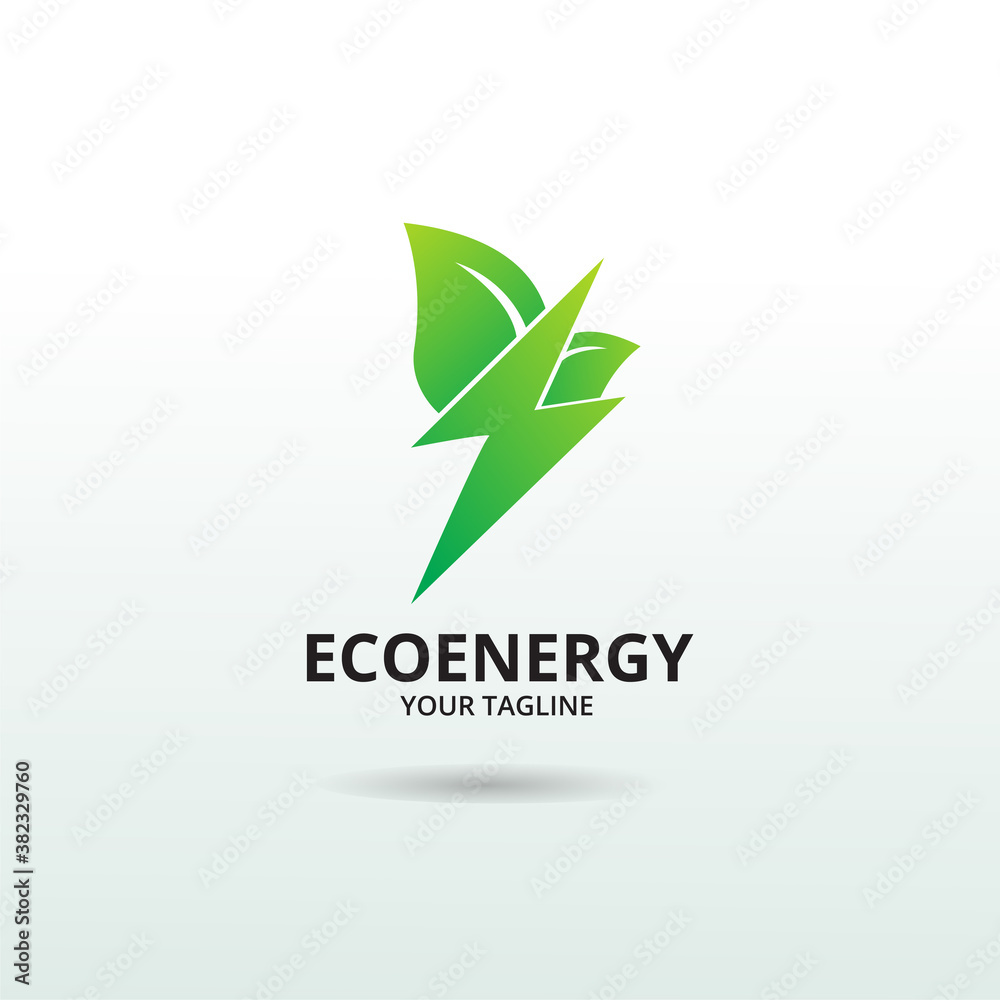 Eco Energy Logo Template. Illustration vector graphic. Design concept Electrical Bolt With leaf symbol. Perfect for corporate, technology, initial , community and more technology brand identity