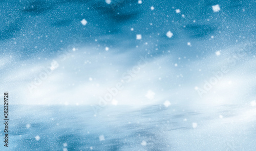 Lights on blue and snow background