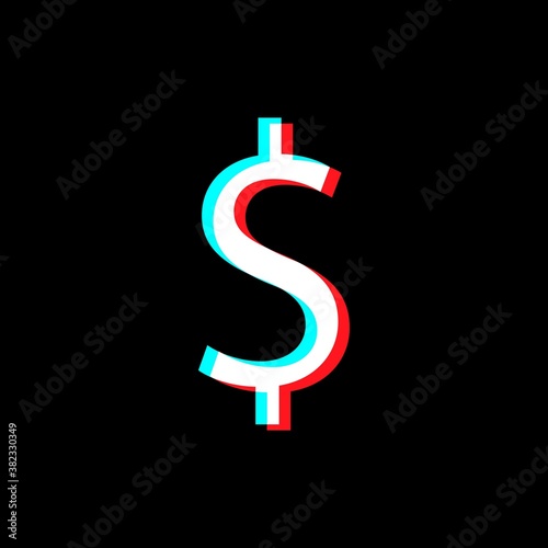 Dollar sign flat icon vector, social media concept, isolated on black background