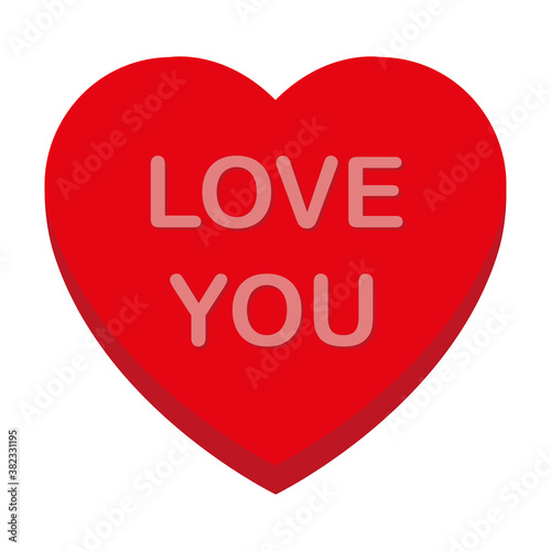 I love you, sweet heart candy. Candy, conversation about sweets for Valentine's Day, sugar heart dishes isolated on white background. Vector