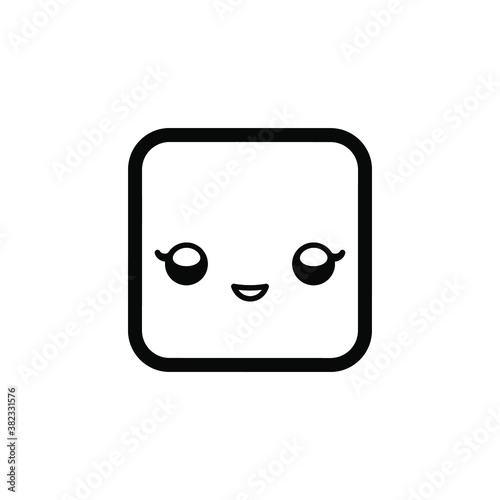 Happy square emoji cute vector character illustration design