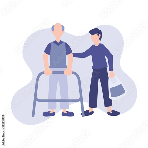 Disability old man. Flat el...