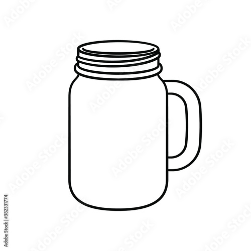 Mason jar mug line art vector outline illustration design