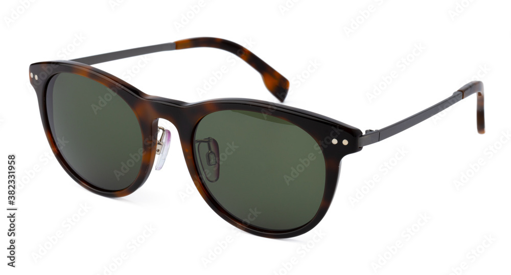 Stylish sunglasses isolated on white background, close up Stylish sunglasses isolated on white background, close up