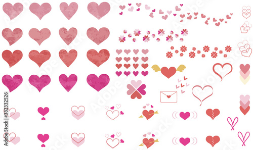 ハートバリエーションイラストセットPink heart icon set
