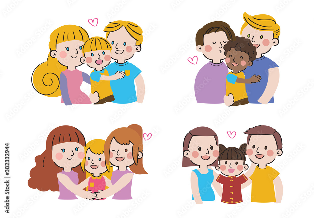 international day of families: big love sweet togetherness family character vector international day of families: big love sweet togetherness family character vector