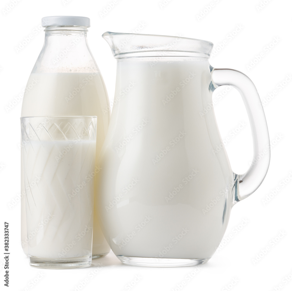Glassware full of fresh milk isolated on white Glassware full of fresh milk isolated on white