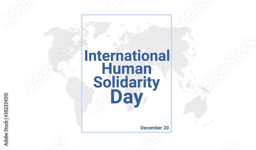 International Human Solidarity Day holiday card. December 20 graphic poster