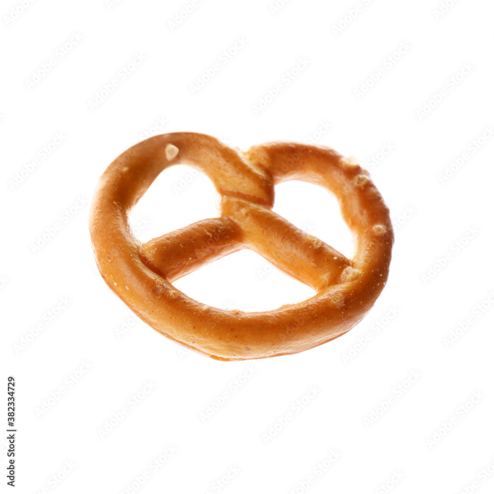 Delicious crispy pretzel cracker isolated on white Delicious crispy pretzel cracker isolated on white