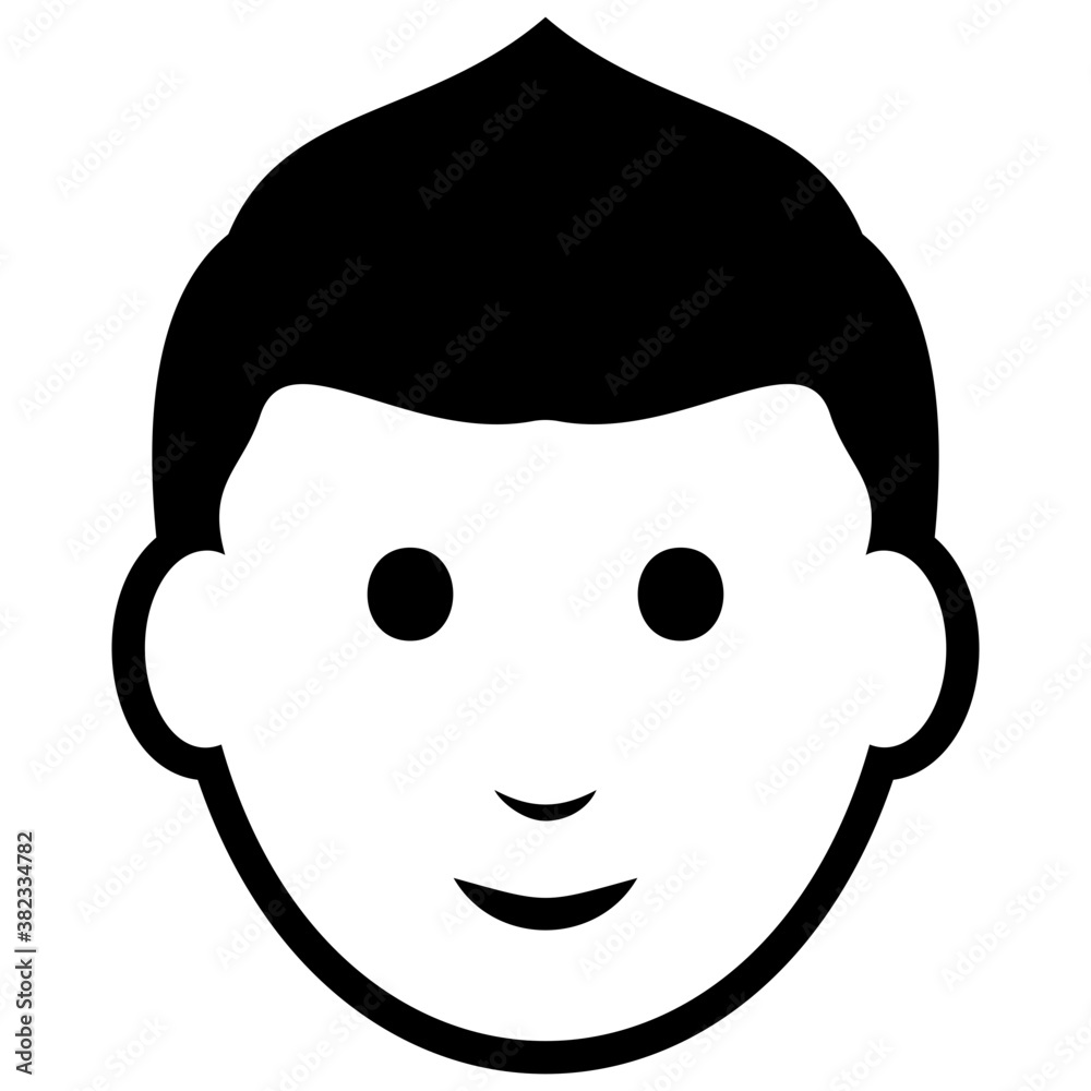 
Line icon of teenage avatar, boy face
