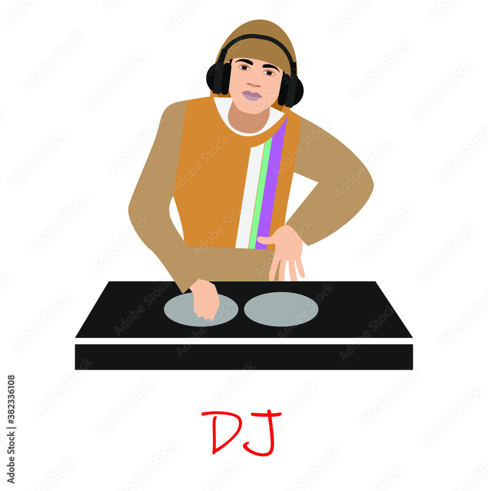 illustration with a DJ Man in modern style illustration with a DJ Man in modern style