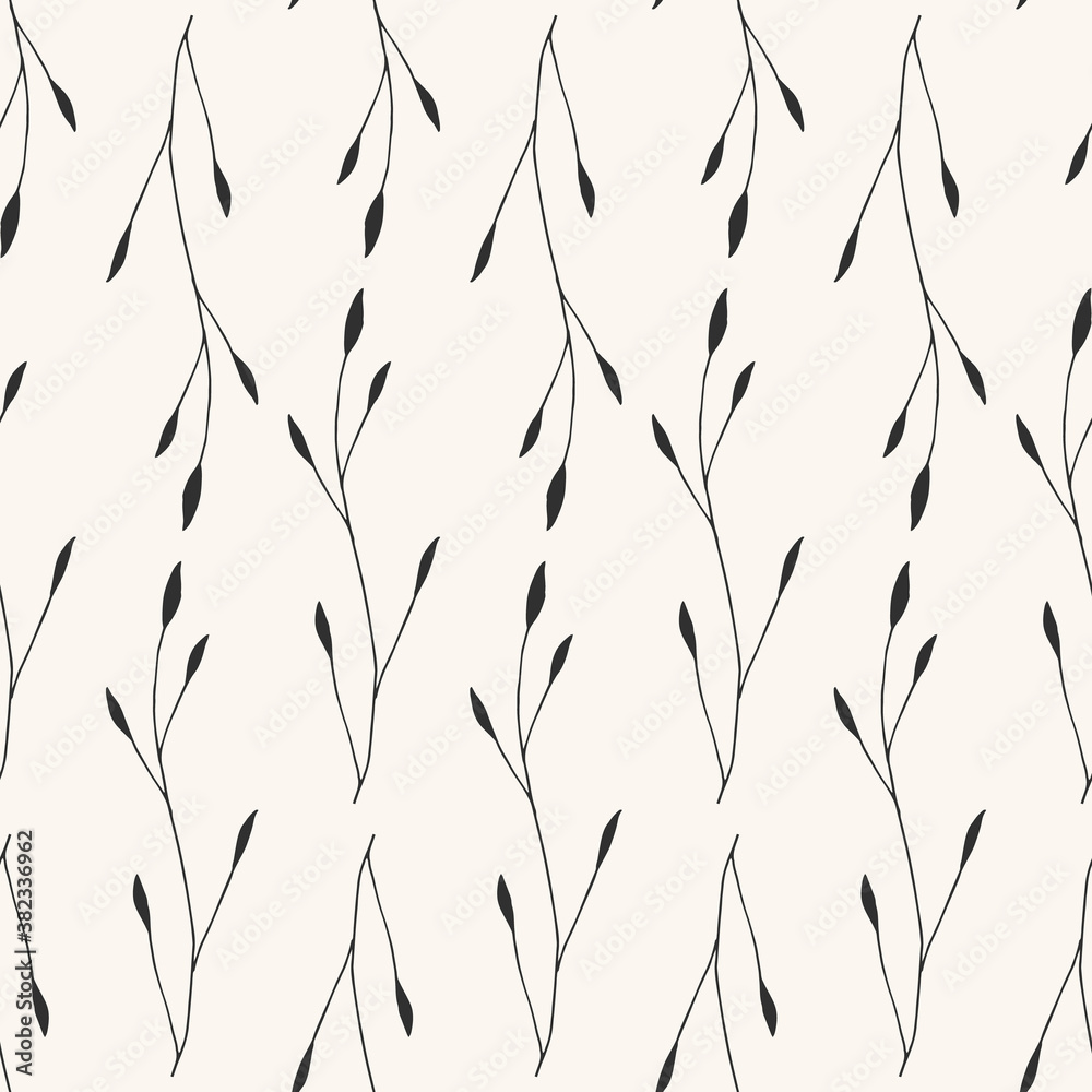 Fototapeta premium Elegant botanical seamless pattern. Abstract leaves repeat background. Vector illustration.
