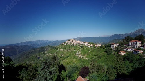 Liguria, Italy. Ancient Town Of Bajardo, in The Alps 