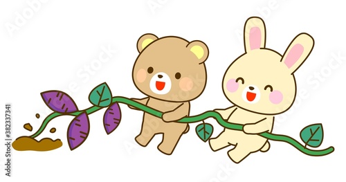 秋の芋ほりのイラスト　子供向け