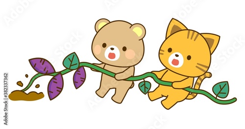 秋の芋ほりのイラスト　子供向け